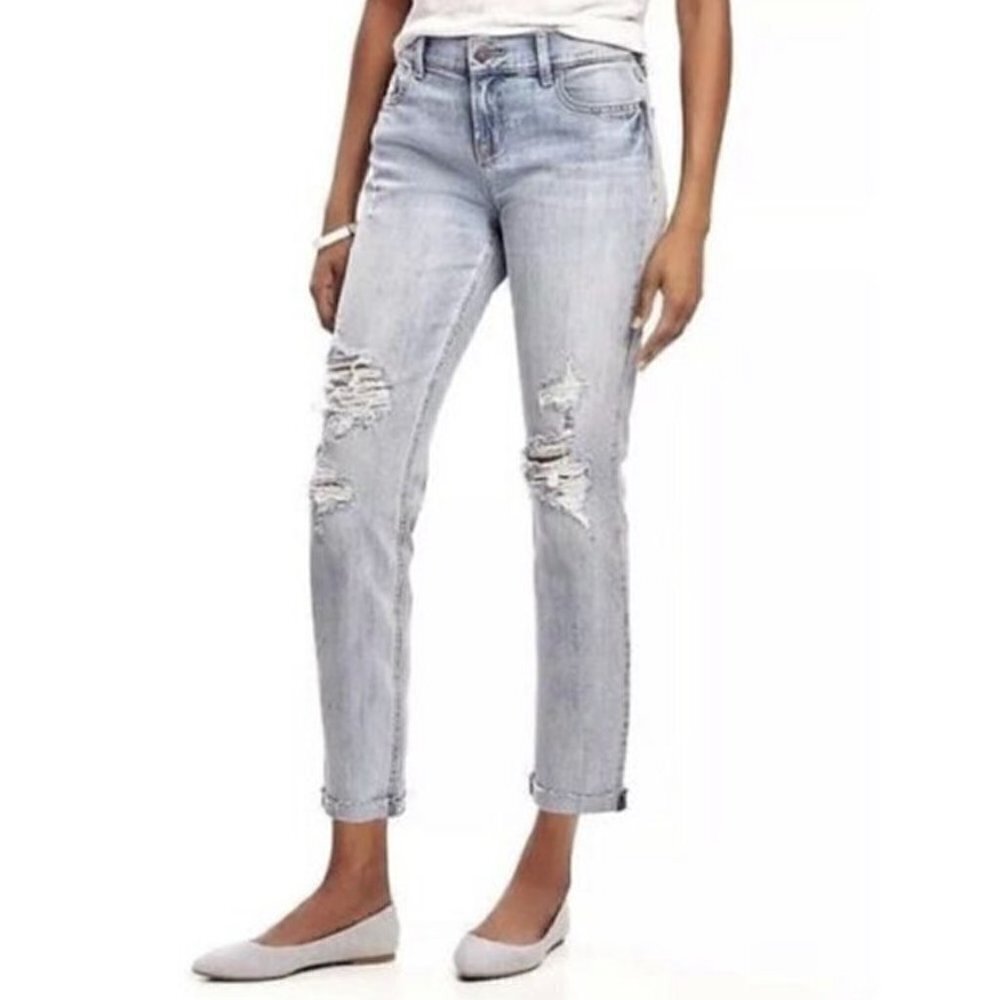 💎089 Old Navy Boyfriend Straight/Droit Distressed Jeans